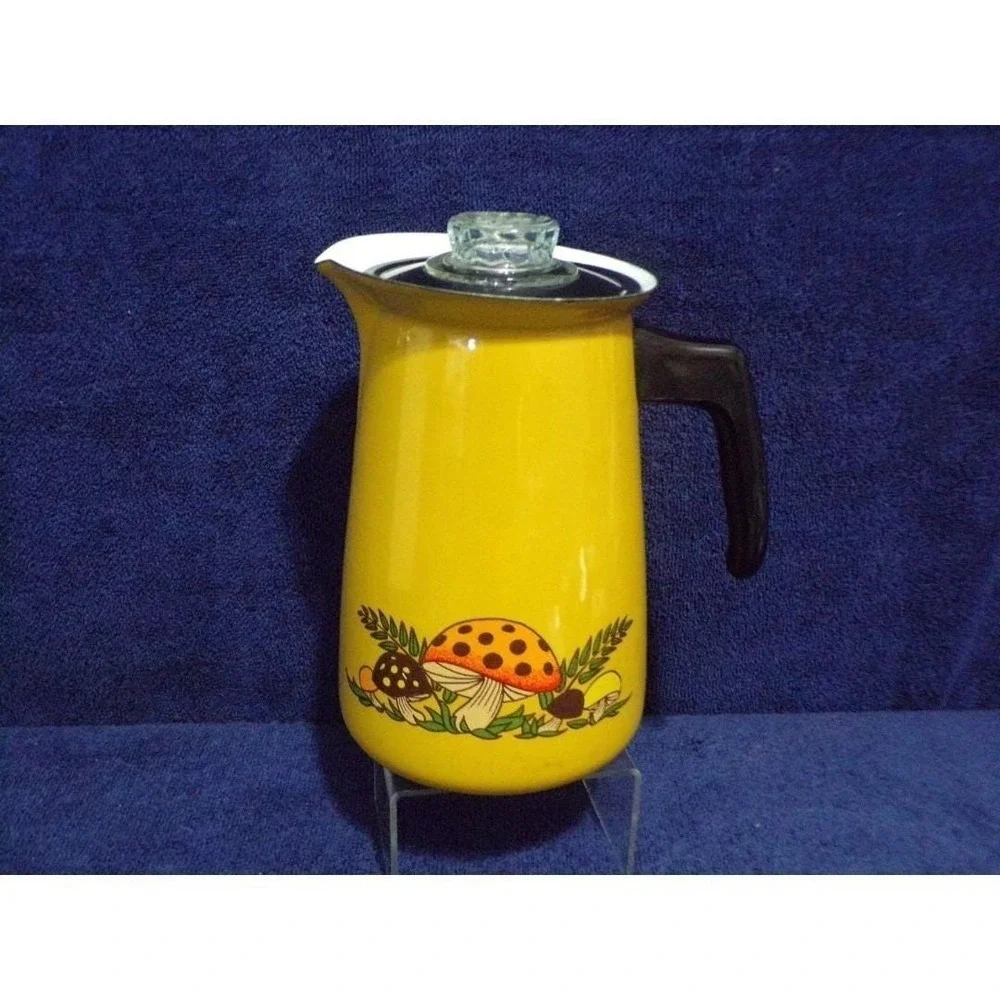 Vintage Sear's Merry Mushroom Gold Enamelware Perculator Coffee Maker Complete